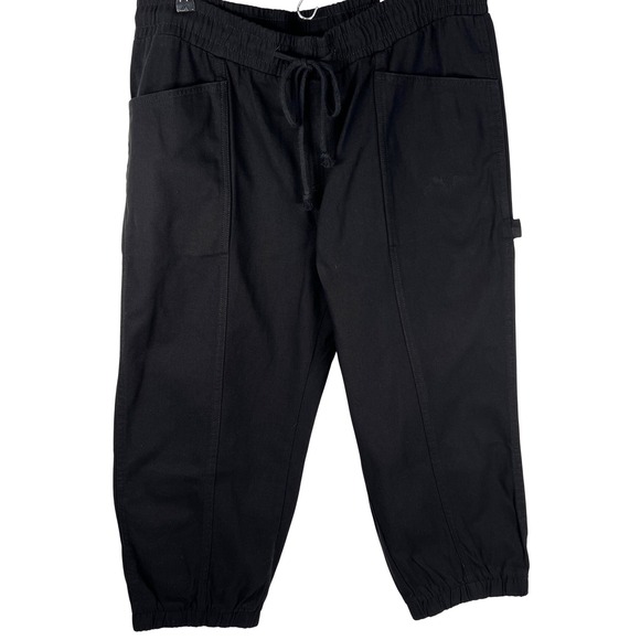 Style & Co Pants - Style & Co Women Black Utility Crop Pants XL Mid Rise Straight Cotton Drawstring